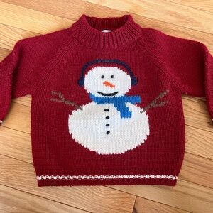 GAP Toddler Size 2 Snowman Holiday Red Sweater EUC